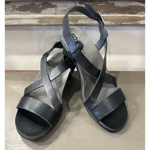 SAS Nouveau Ladies Black Leather  Strappy Sandal Open Toe Block Heel  6.5M